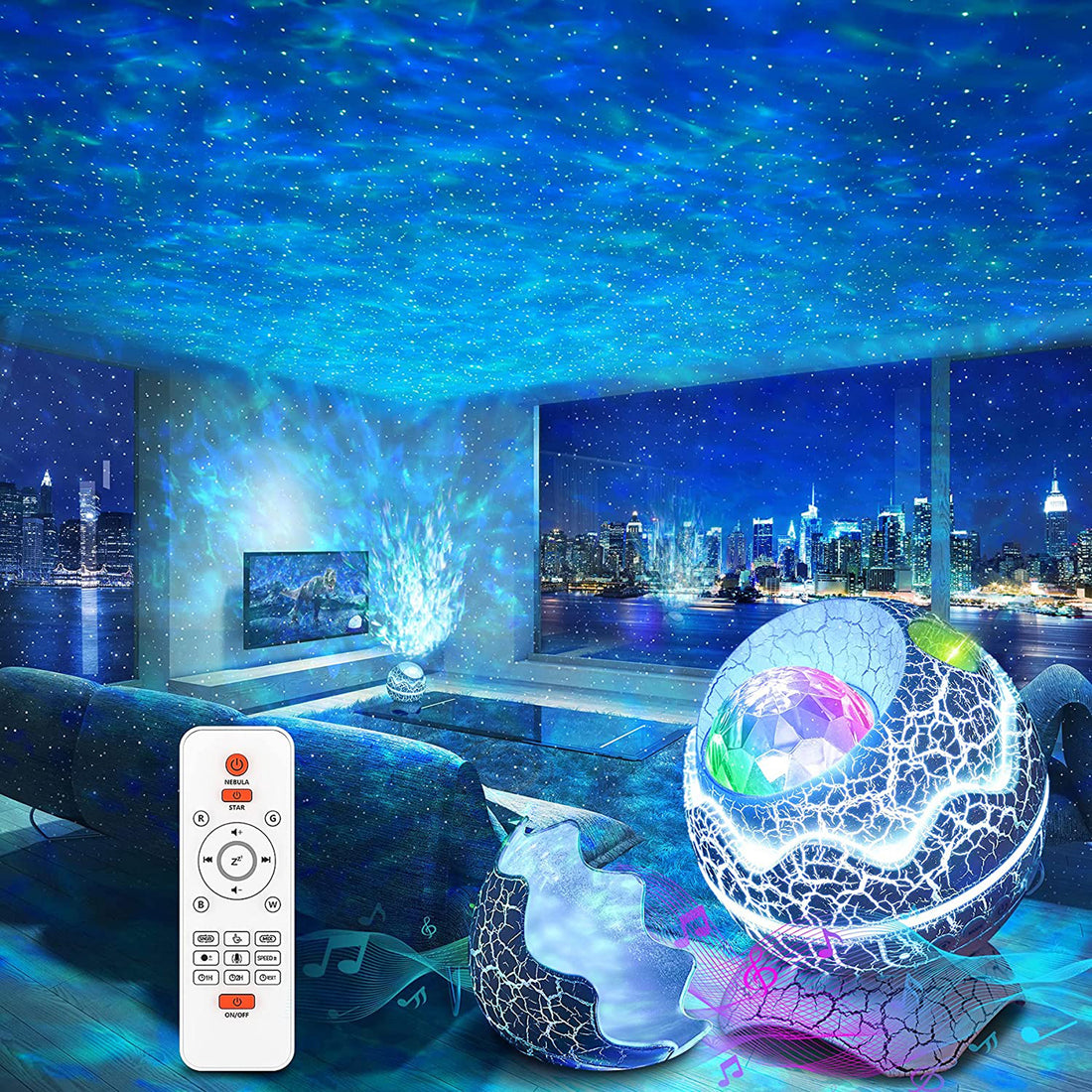 ROSSETTA Star Projector for Indoor - Bedroom Celling Light - Nebulae Light - Dinosaur Egg