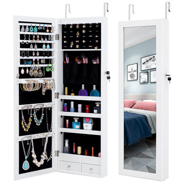 Anysun Mirror Jewelry Cabinet with LED Light -JA-0001K -Wall Mount Full Length Mirror Armoire